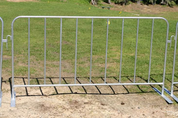 Crowd control barrier on a sports field