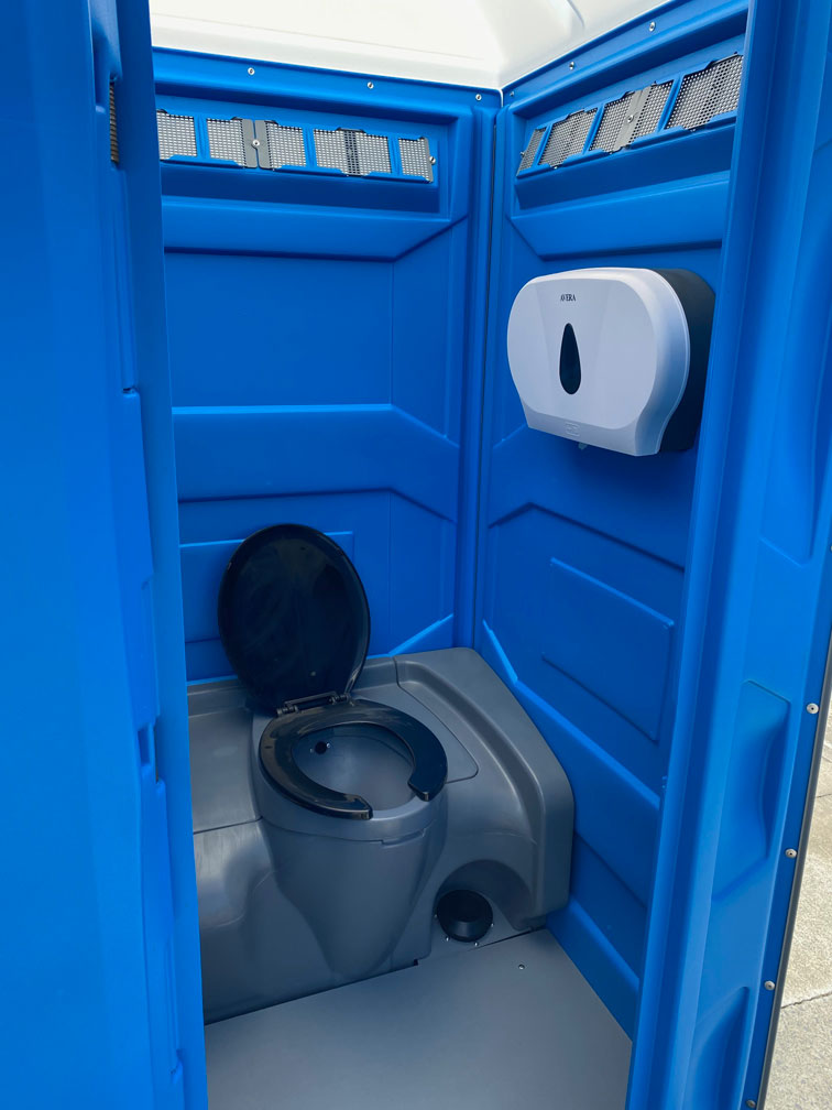 Interior of a non-flushing portable toilet