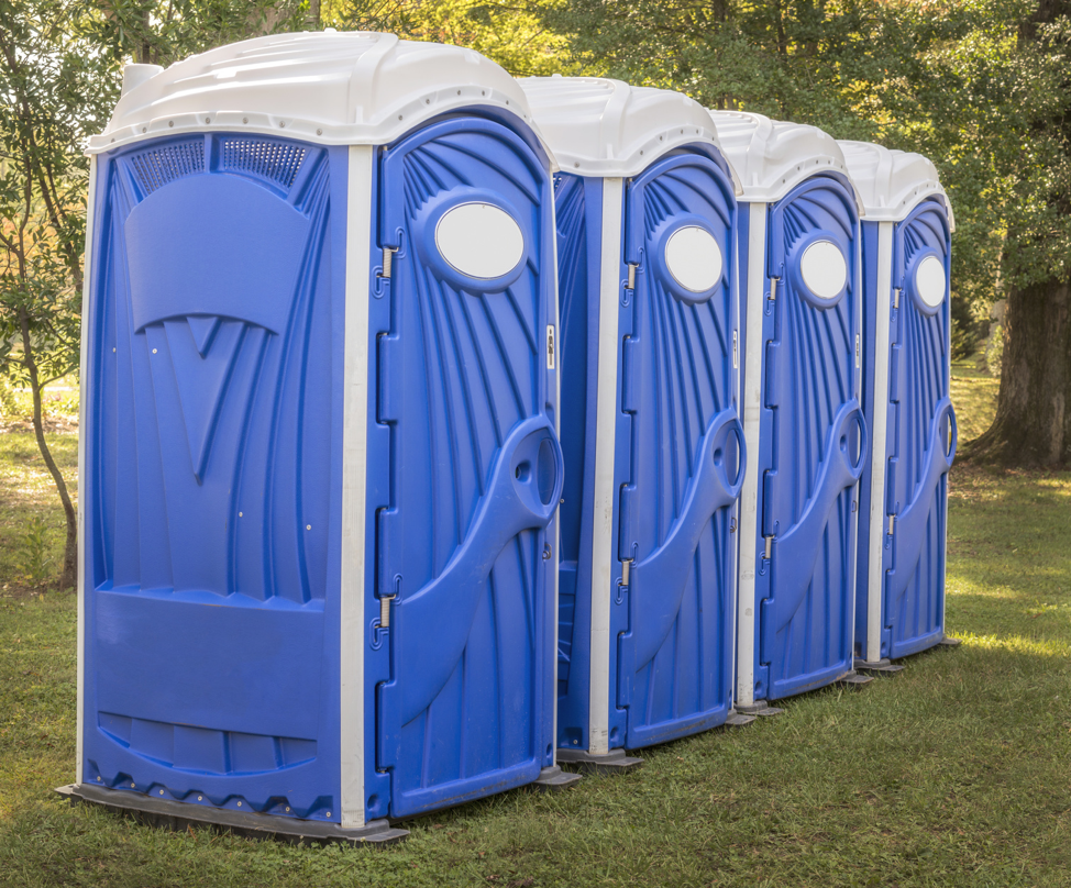 Portable toilets at an outdoor event